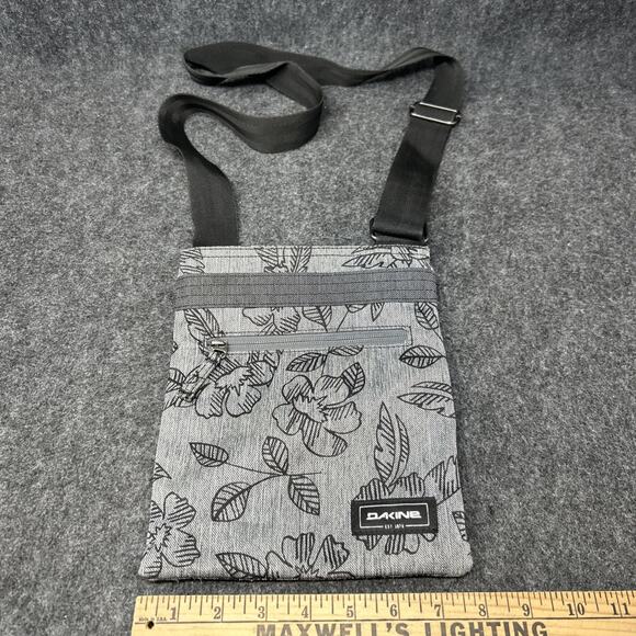 Dakine Crossbody Shoulder Bag Gray Floral Adjustable Strap Zippered Compartments - Picture 1 of 8